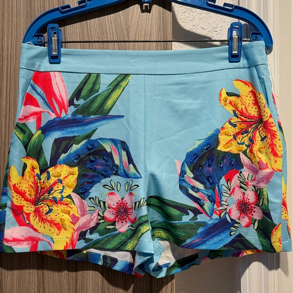 Tropical Bloom High Waist Women's Shorts